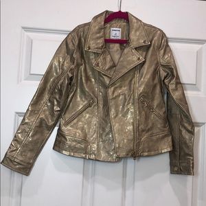 Girls Gold faux leather bike jacket size 12